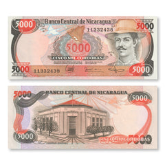 Nicaragua 5000 Córdobas, 1985, B440a, P146, UNC - Robert's World Money - World Banknotes