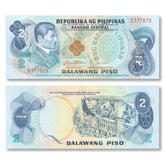 Philippines 2 Piso, 1978, Red Serial Number, B1018c, P159c, UNC