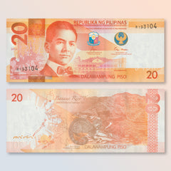 Philippines 20 Piso, 2022, New Bank Seal, B1096a, UNC