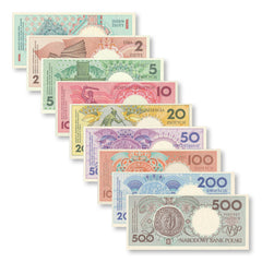 Poland Full Set: 1–500 Zlotych, 1990, BNP810, P164–P172, Unissued Series, UNC - Robert's World Money - World Banknotes