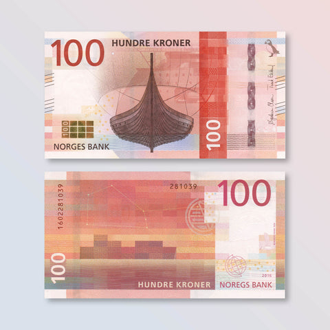 Norway 100 Kroner, 2016, P54, UNC - Robert's World Money - World Banknotes