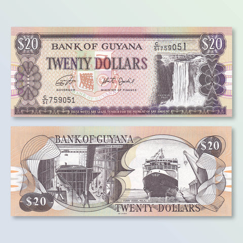 Guyana 20 Dollars, 2017, B108h2, P30f, UNC - Robert's World Money - World Banknotes