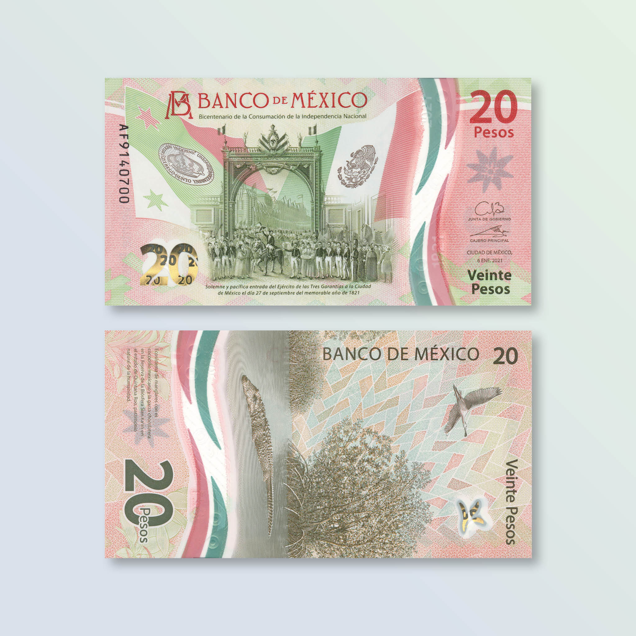 Mexico 20 Pesos, 2021, B726a, UNC - Robert's World Money - World Banknotes