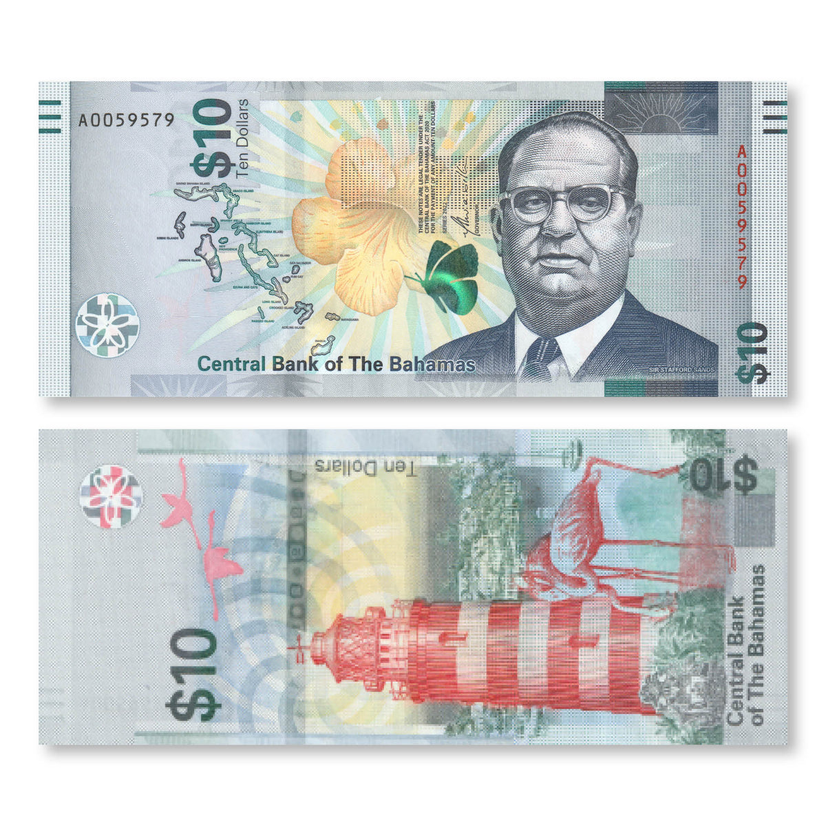 Bahamas 10 Dollars, 2022, B356a, UNC - Robert's World Money - World Banknotes