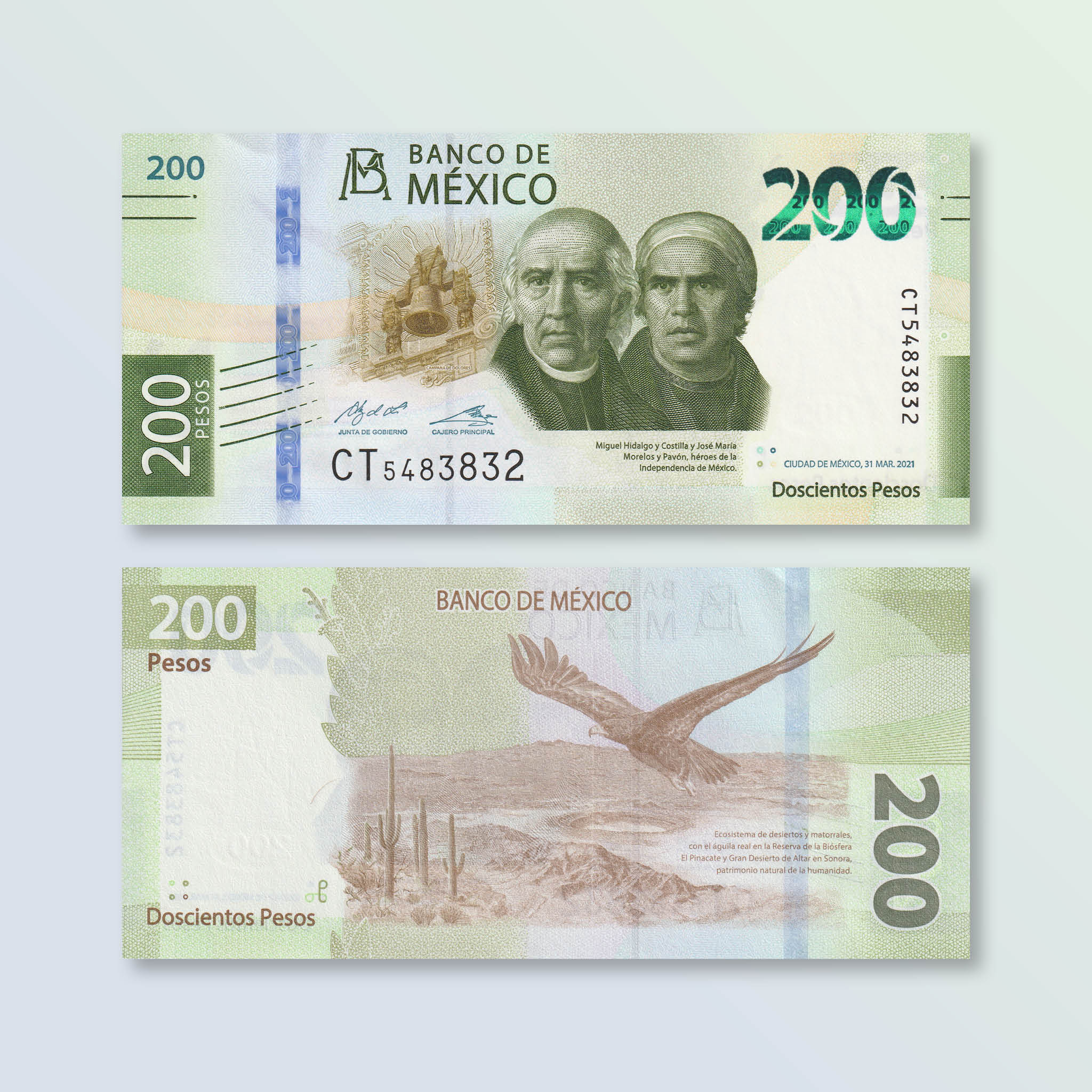 Mexico 200 Pesos, 2021, B716d, UNC - Robert's World Money - World Banknotes