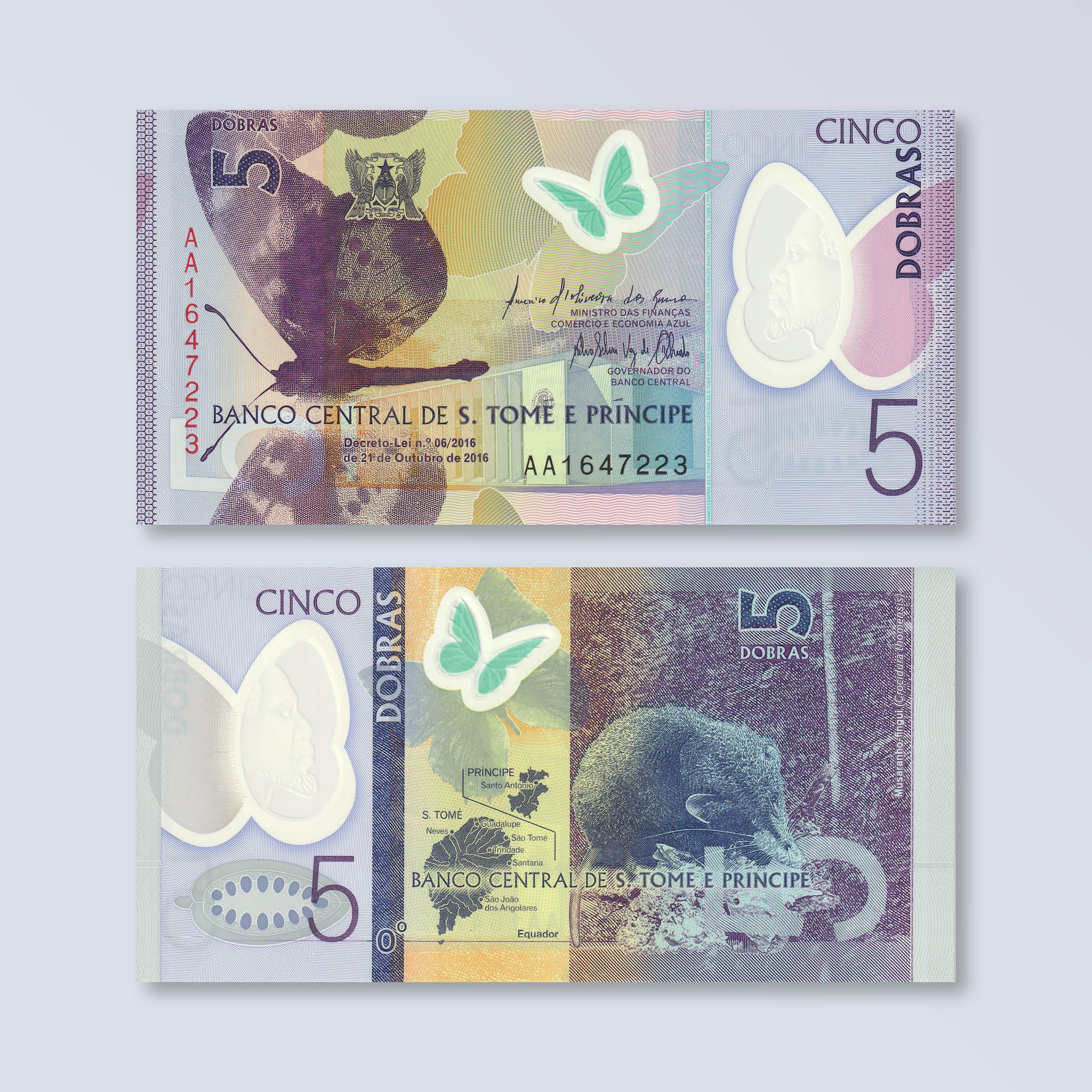 São Tomé & Príncipe 5 Dobras, 2016 (2018), B308a, P70, UNC - Robert's World Money - World Banknotes