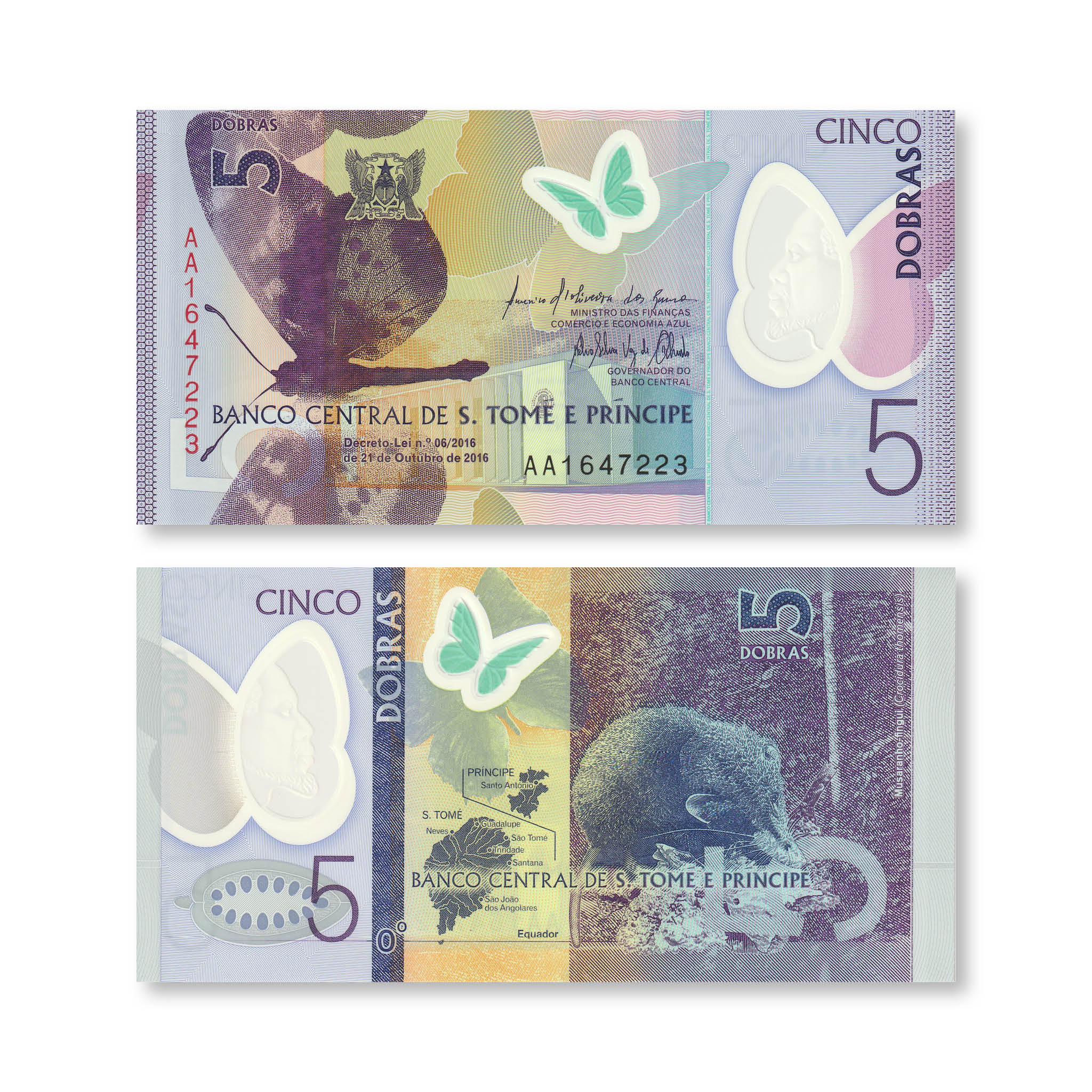 São Tomé & Príncipe 5 Dobras, 2016 (2018), B308a, P70, UNC - Robert's World Money - World Banknotes