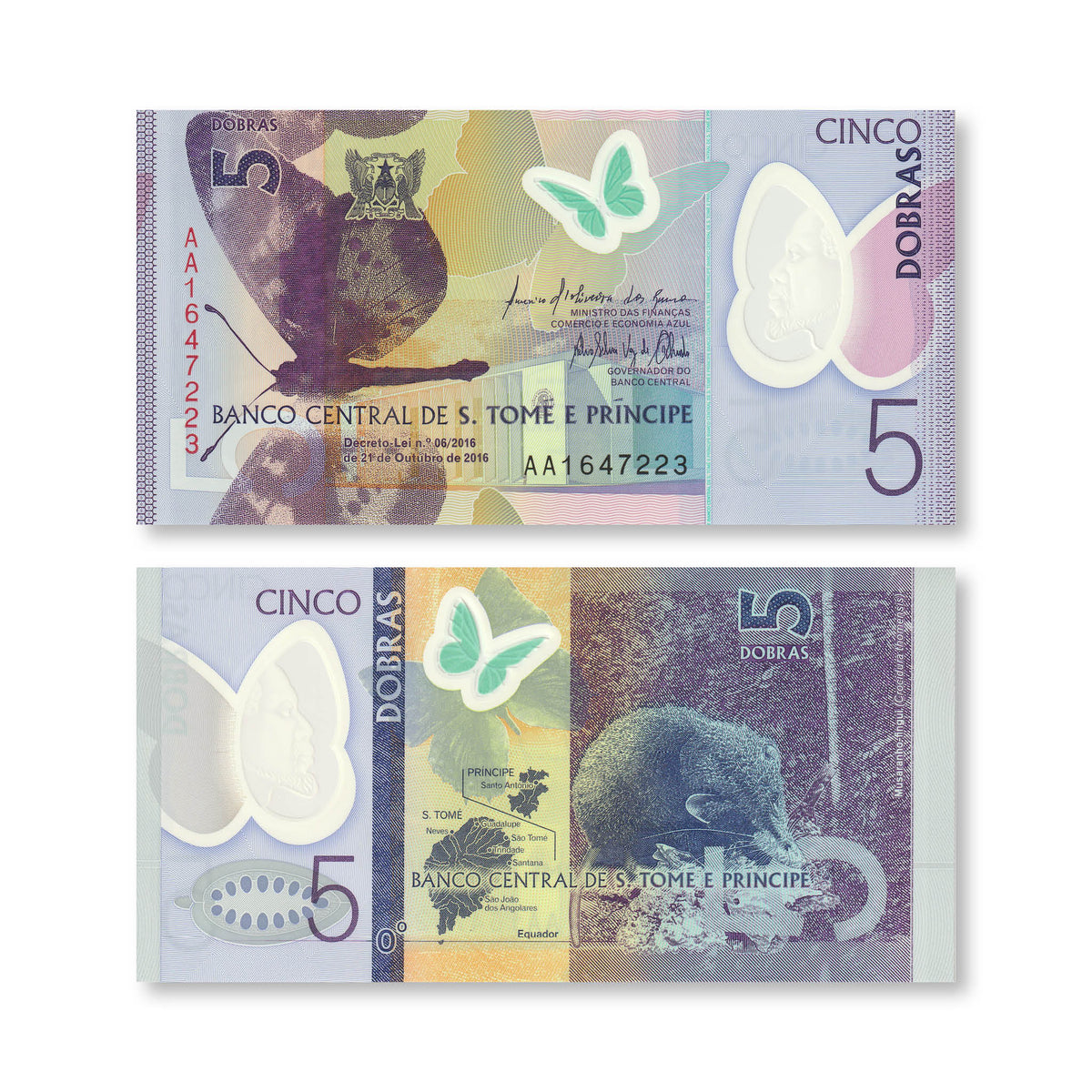 São Tomé & Príncipe 5 Dobras, 2016 (2018), B308a, P70, UNC - Robert's World Money - World Banknotes