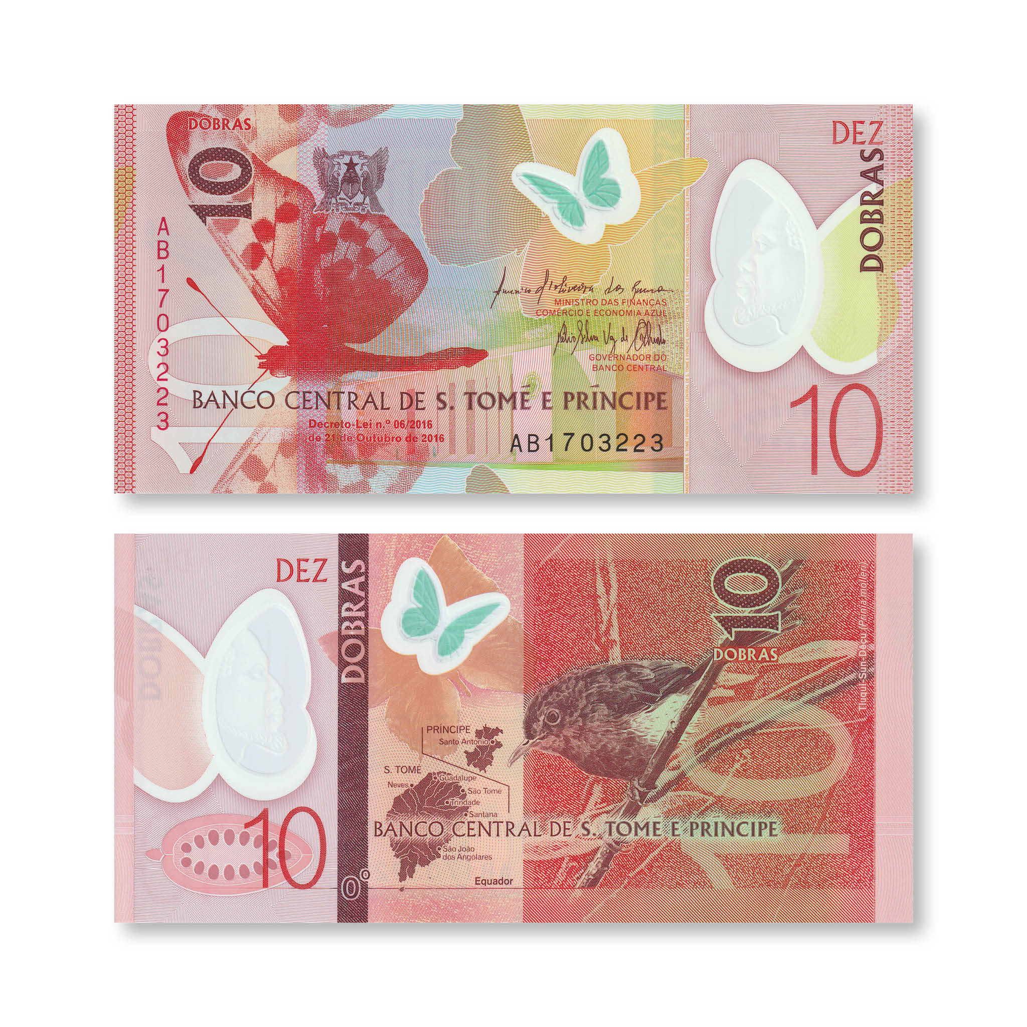 São Tomé & Príncipe 10 Dobras, 2016 (2018), B309a, P71, UNC - Robert's World Money - World Banknotes