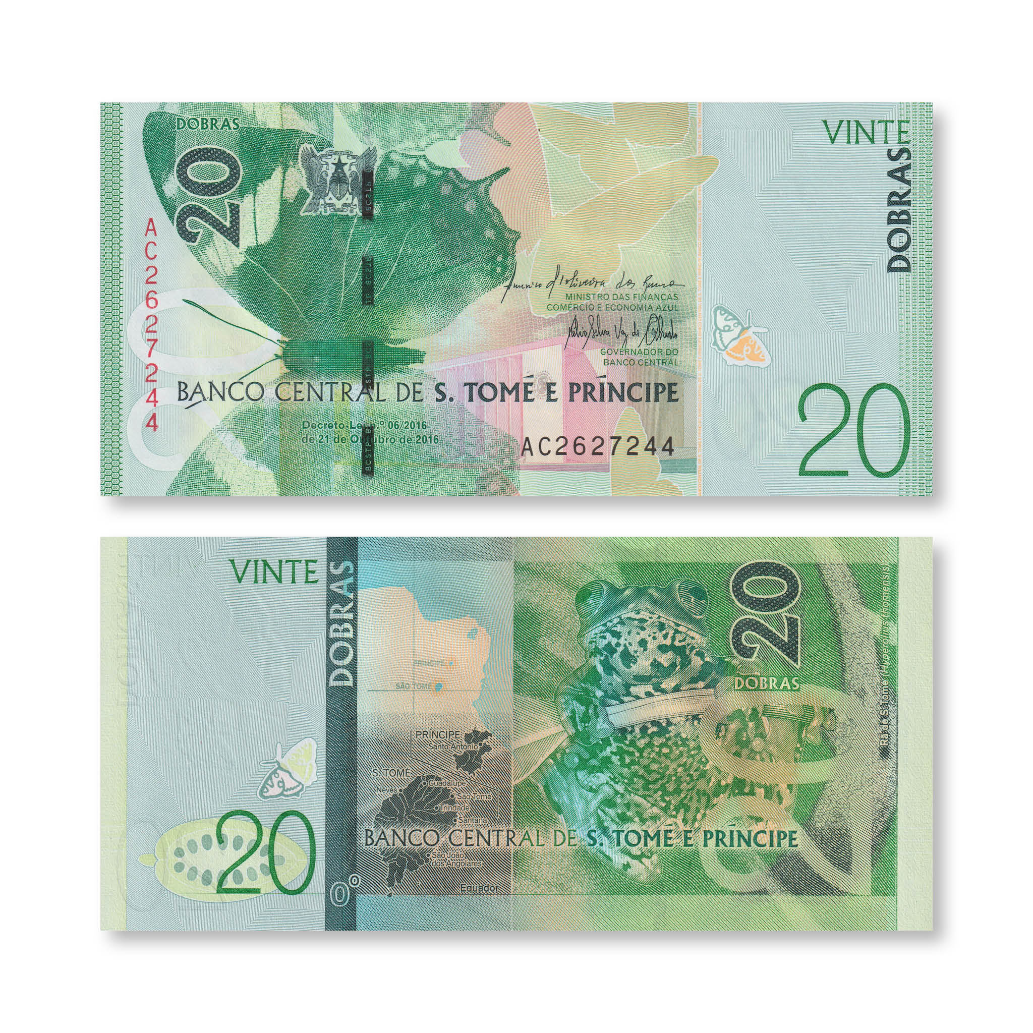 São Tomé & Príncipe 20 Dobras, 2016 (2018), B310a, P72, UNC - Robert's World Money - World Banknotes