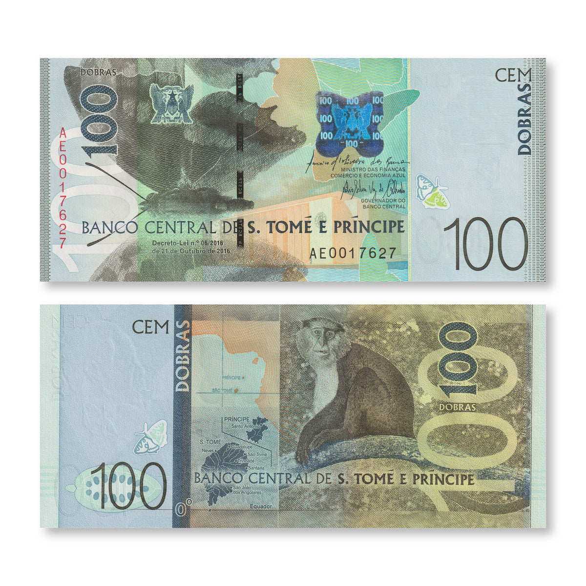 São Tomé & Príncipe 100 Dobras, 2016 (2018), B312a, P74, UNC - Robert's World Money - World Banknotes