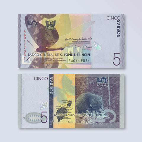 São Tomé & Príncipe 5 Dobras, 2020, B314a, UNC - Robert's World Money - World Banknotes