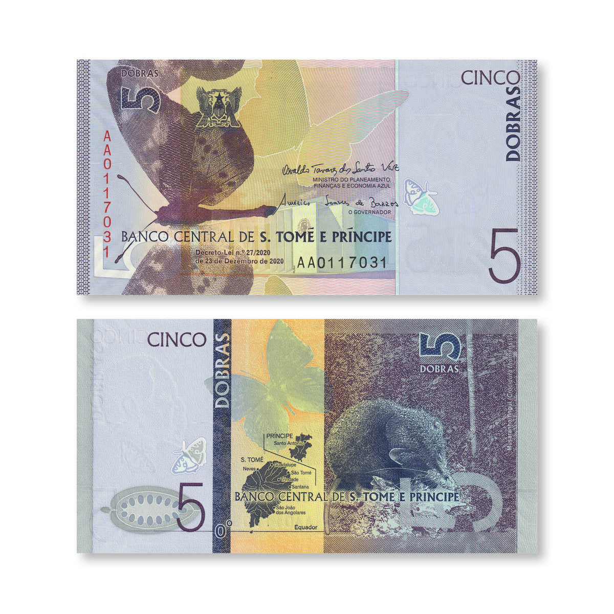 São Tomé & Príncipe 5 Dobras, 2020, B314a, UNC - Robert's World Money - World Banknotes