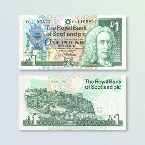 Scotland 1 Pound, 1992, Commemorative, B494a, P356a, UNC - Robert's World Money - World Banknotes
