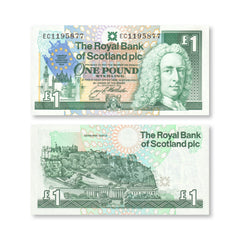 Scotland 1 Pound, 1992, Commemorative, B494a, P356a, UNC - Robert's World Money - World Banknotes