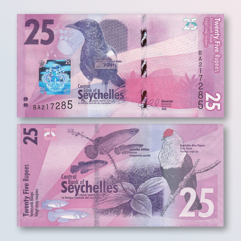 Seychelles 25 Rupees, 2016, B419a, P48, UNC - Robert's World Money - World Banknotes