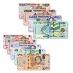 Sierra Leone Superset: 2021 & 2022 Old & New Denomination Leones, UNC - Robert's World Money - World Banknotes
