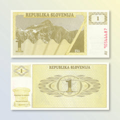 Slovenia 1 Tolar, 1990, B201a, P1a, UNC
