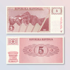 Slovenia 5 Tolarjev, 1990, B203a, P3a, UNC