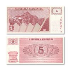 Slovenia 5 Tolarjev, 1990, B203a, P3a, UNC