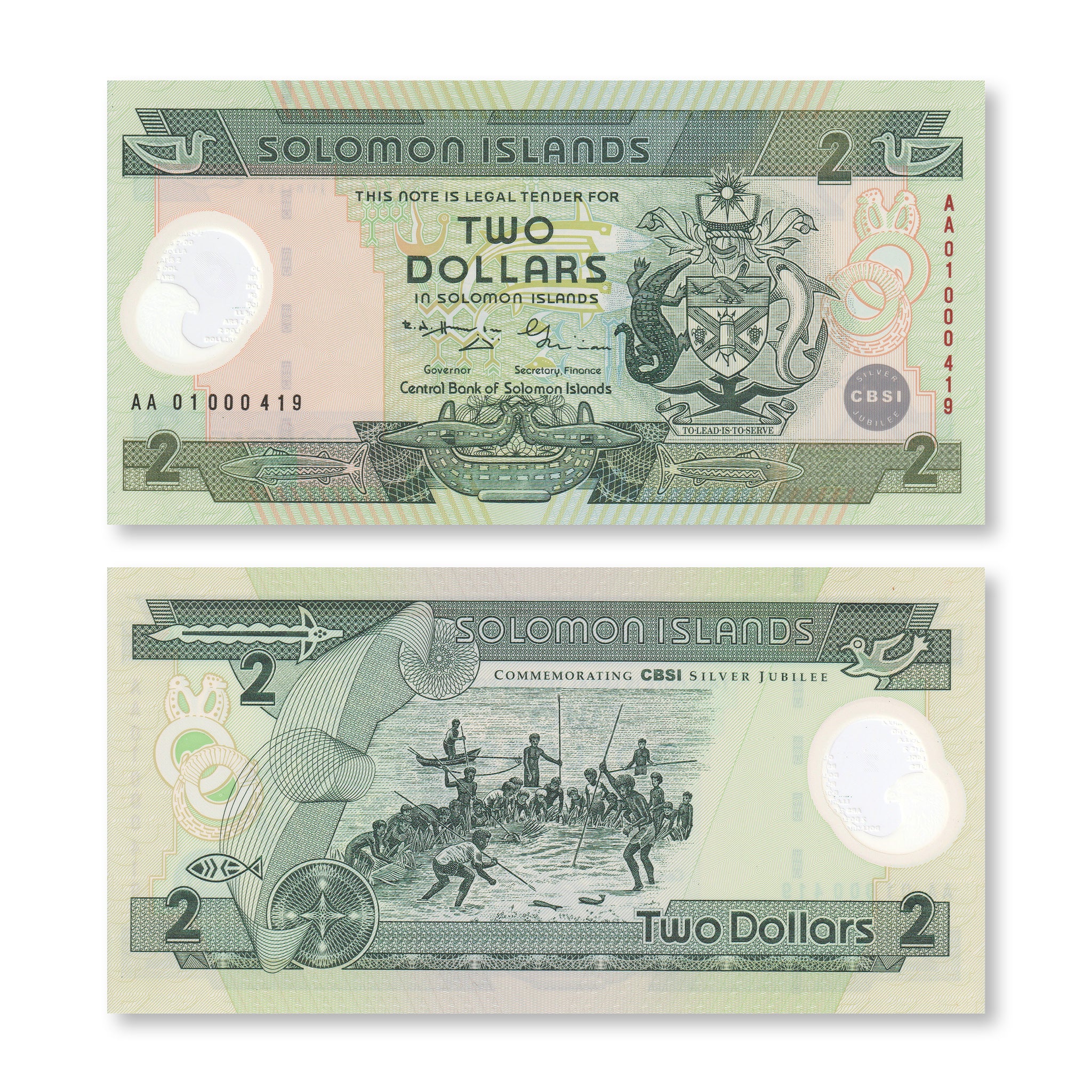 Solomon Islands 2 Dollars, 2001, Commemorative, CBSI Silver Jubilee, B213a, P23, UNC