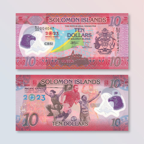 Solomon Islands 10 Dollars, 2023, Pacific Island Games Commemorative, B227a, UNC