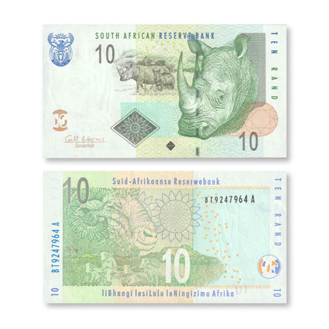 South Africa 10 Rand, 2009, B757b, P128b, UNC - Robert's World Money - World Banknotes