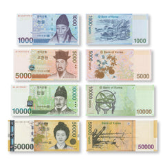South Korea Set: 1,000–50,000 Won, 2006–2009, B250–B253, UNC