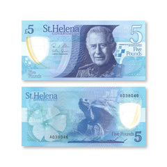 St. Helena Set, 5, 10 & 20 Pounds, New King Charles Polymer, 2026, B310a–B312a, UNC