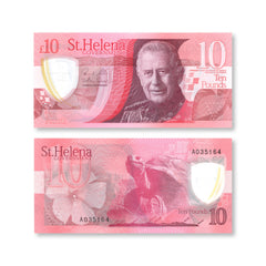 St. Helena Set, 5, 10 & 20 Pounds, New King Charles Polymer, 2026, B310a–B312a, UNC