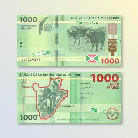 Burundi 1000 Francs, 2021, B242a, UNC - Robert's World Money - World Banknotes
