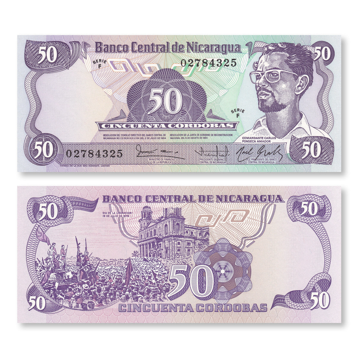 Nicaragua 50 Córdobas, 1984, B434a, P140, UNC - Robert's World Money - World Banknotes
