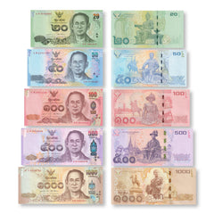 Thailand Full Set: 2014–2016, B181–B185, P118–P122, UNC - Robert's World Money - World Banknotes