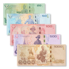 Thailand Full Set: 2014–2016, B181–B185, P118–P122, UNC - Robert's World Money - World Banknotes