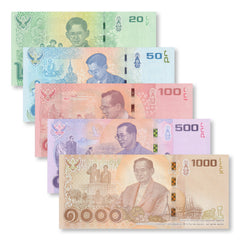 Thailand Full Set: 2016 (2017) Commemorative, B188–B192, P130–P134, UNC - Robert's World Money - World Banknotes