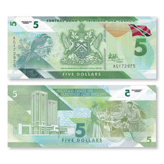 Trinidad & Tobago Full Set: 1–100 Dollars, 2019-2021, B236–B241, UNC - Robert's World Money - World Banknotes