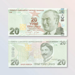 Türkiye 20 Lira, 2009 (2022), B302f, P224, UNC