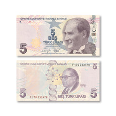 Türkiye 5 Lira, 2009 (2022), B306e, PNL, UNC