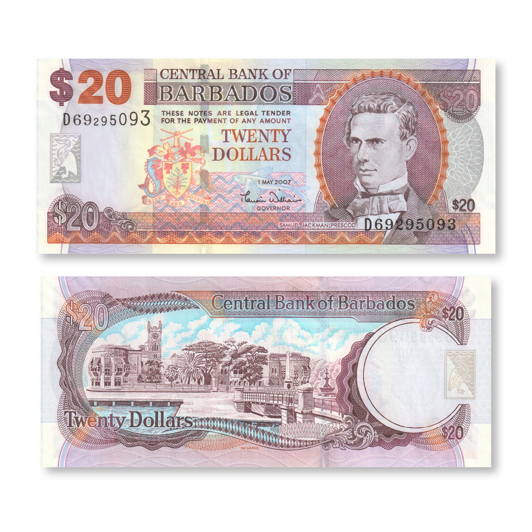 Barbados 20 Dollars, 2007, B228a, P69a, UNC - Robert's World Money - World Banknotes