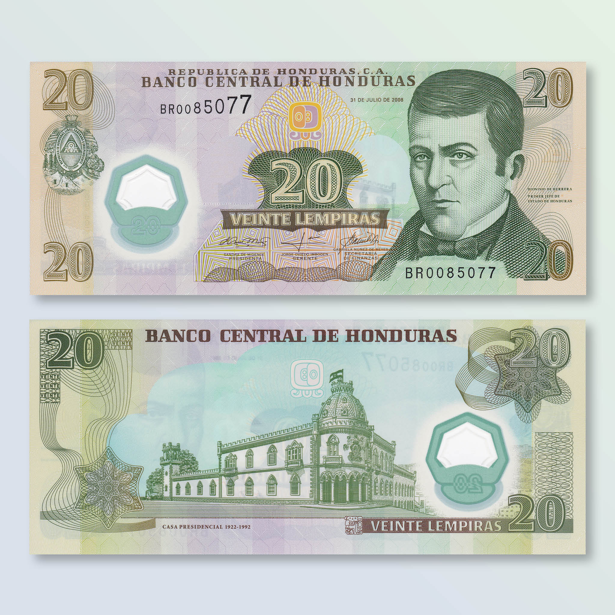 Honduras 20 Lempiras, 2008, B340b, P95, UNC - Robert's World Money - World Banknotes