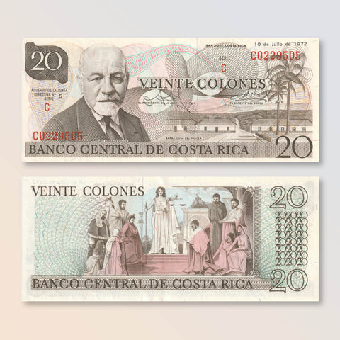 Costa Rica 20 Colones, 1980, B524l, P238c, UNC - Robert's World Money - World Banknotes