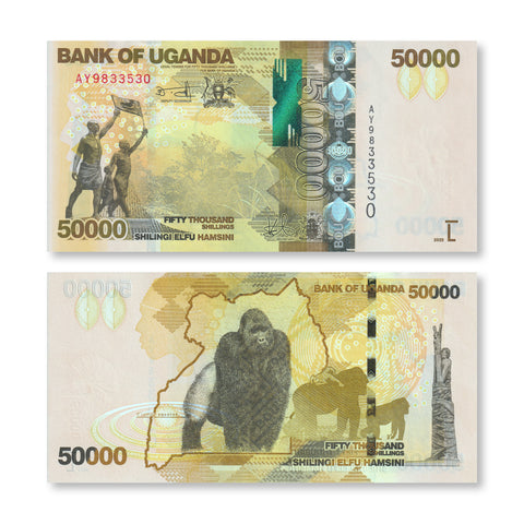 Uganda 50000 Shillings, 2022, B159f, P54, IBNS Banknote of the Year 2010, UNC - Robert's World Money - World Banknotes