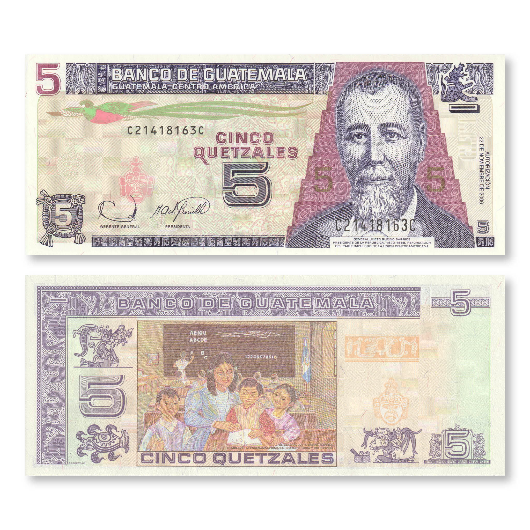 Guatemala 5 Quetzales, 2020, B605d, UNC - Robert's World Money - World Banknotes