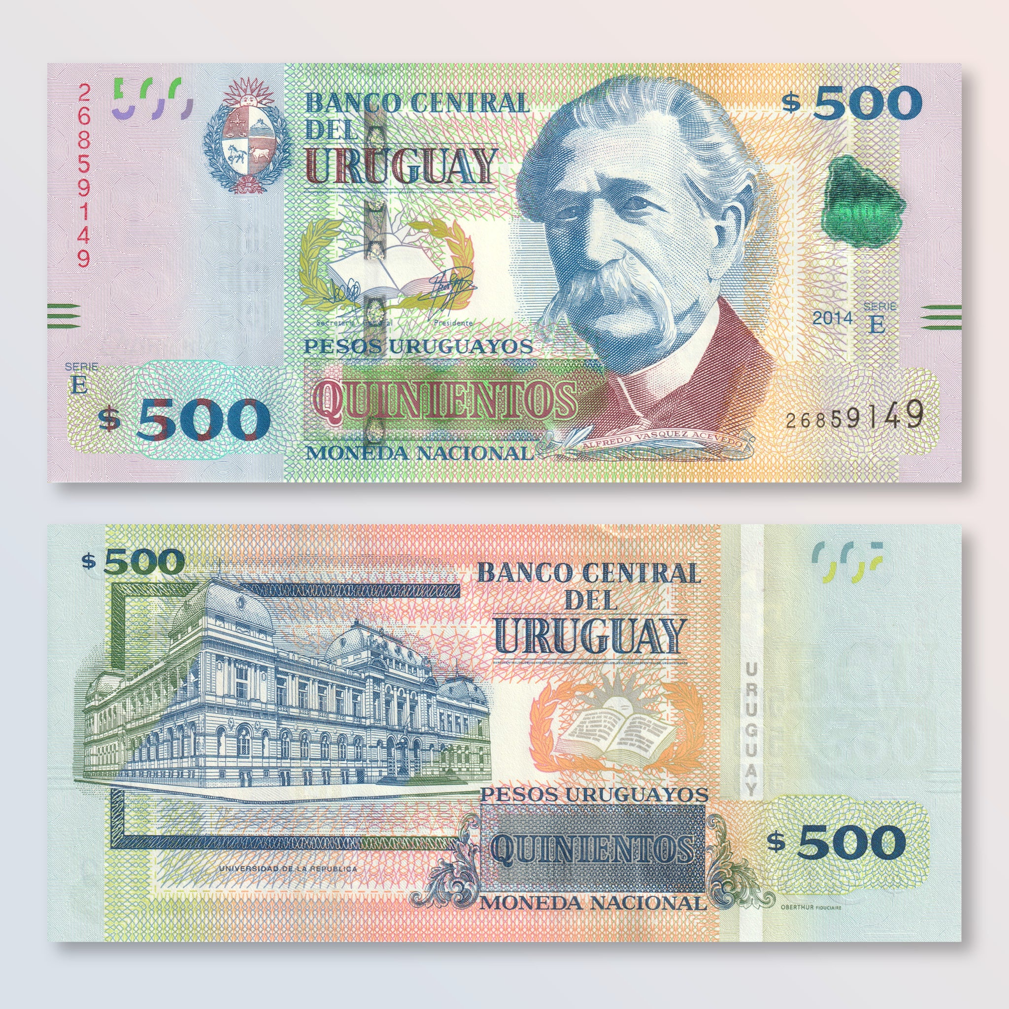 Uruguay 500 Pesos, 2014, B556a, P97, UNC - Robert's World Money - World Banknotes