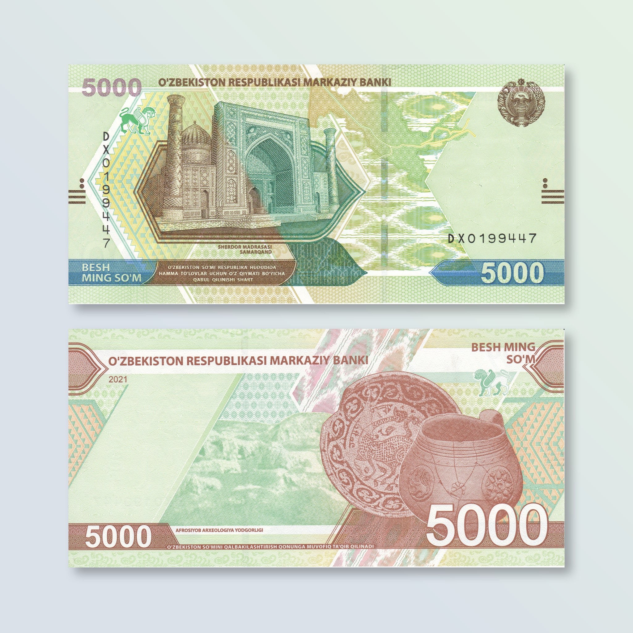Uzbekistan 5000 Som, 2021, B218a, UNC - Robert's World Money - World Banknotes