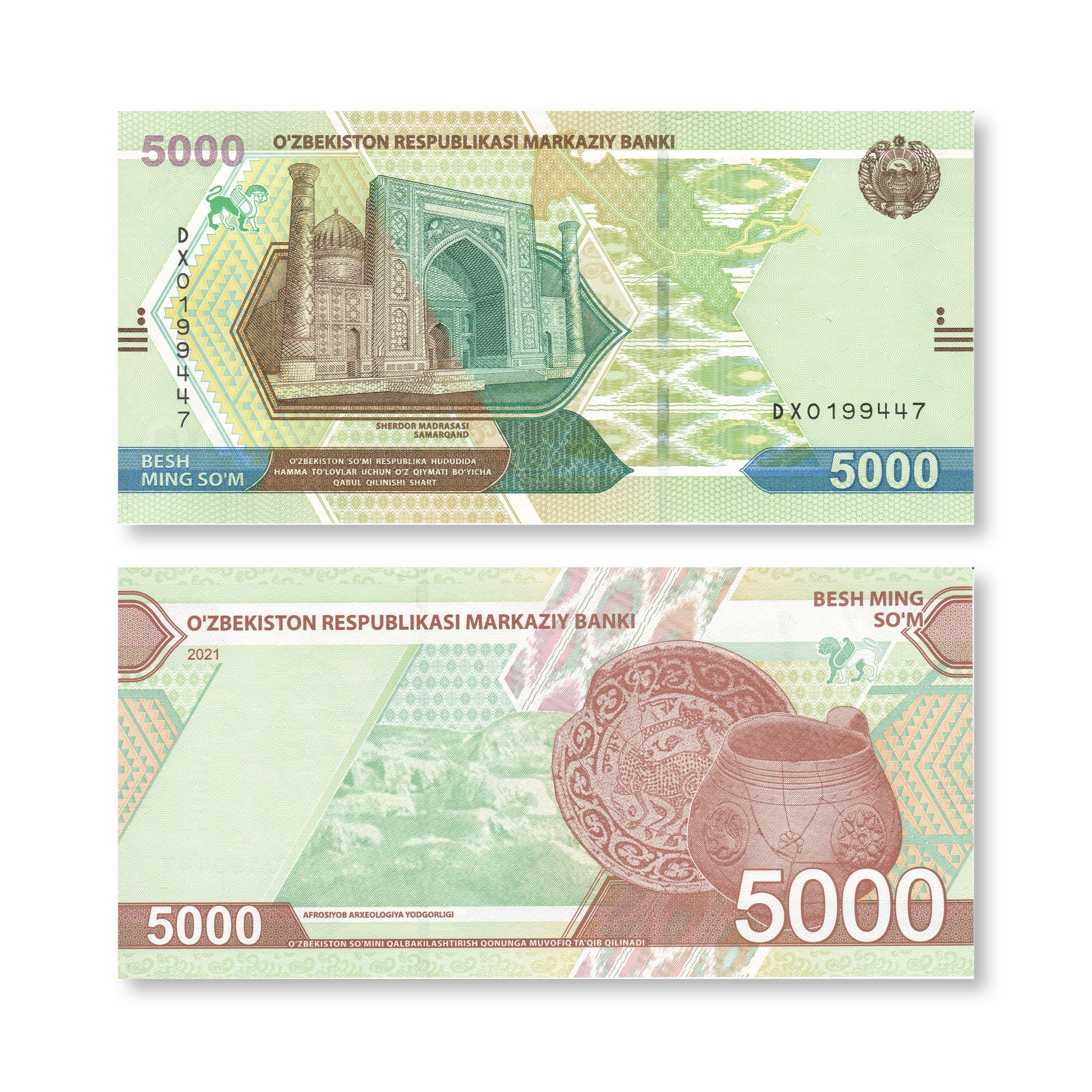 Uzbekistan 5000 Som, 2021, B218a, UNC - Robert's World Money - World Banknotes