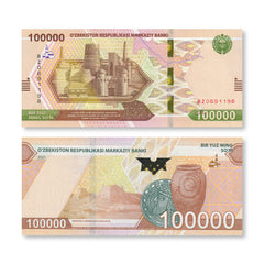 Uzbekistan 100000 Som, 2021, B222a, UNC