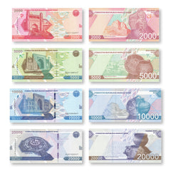 Uzbekistan Set: 2,000–20,000 Som, 2021, B217–B220, UNC - Robert's World Money - World Banknotes