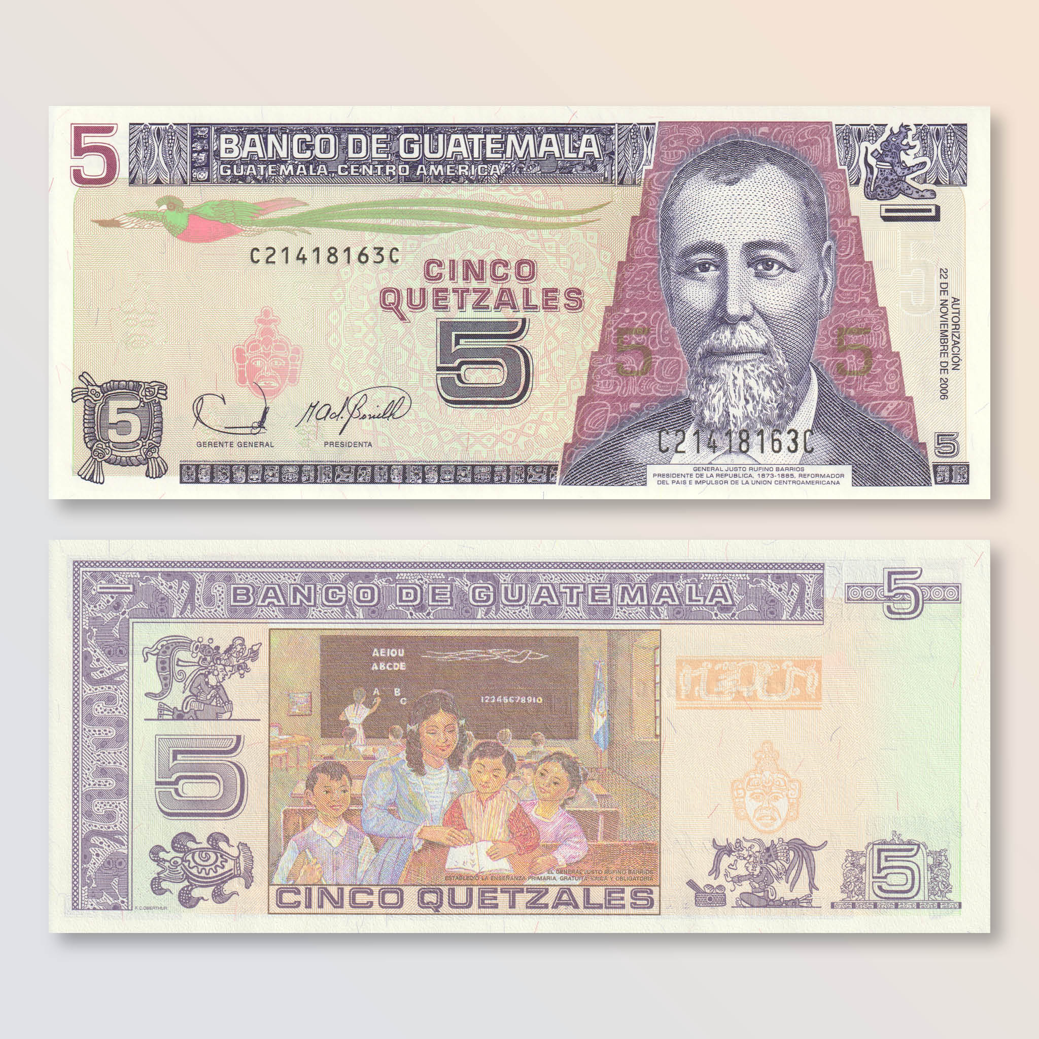 Guatemala 5 Quetzales, 2020, B605d, UNC - Robert's World Money - World Banknotes