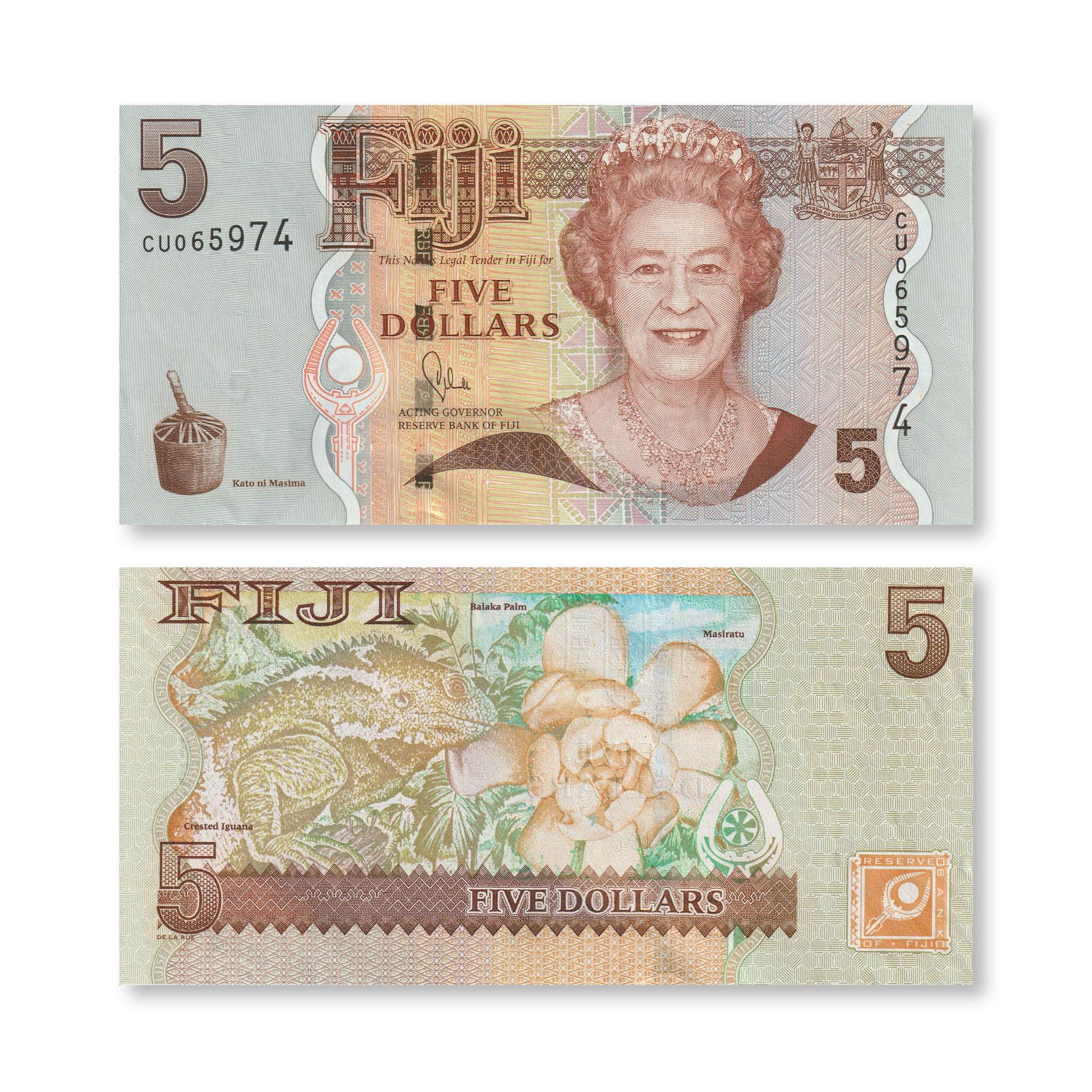 Fiji 5 Dollars, 2011, B521b, P110b, UNC - Robert's World Money - World Banknotes